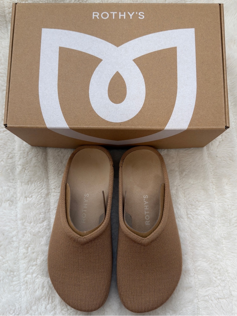Rothy's Camel Brown Knit Slip-On Mules